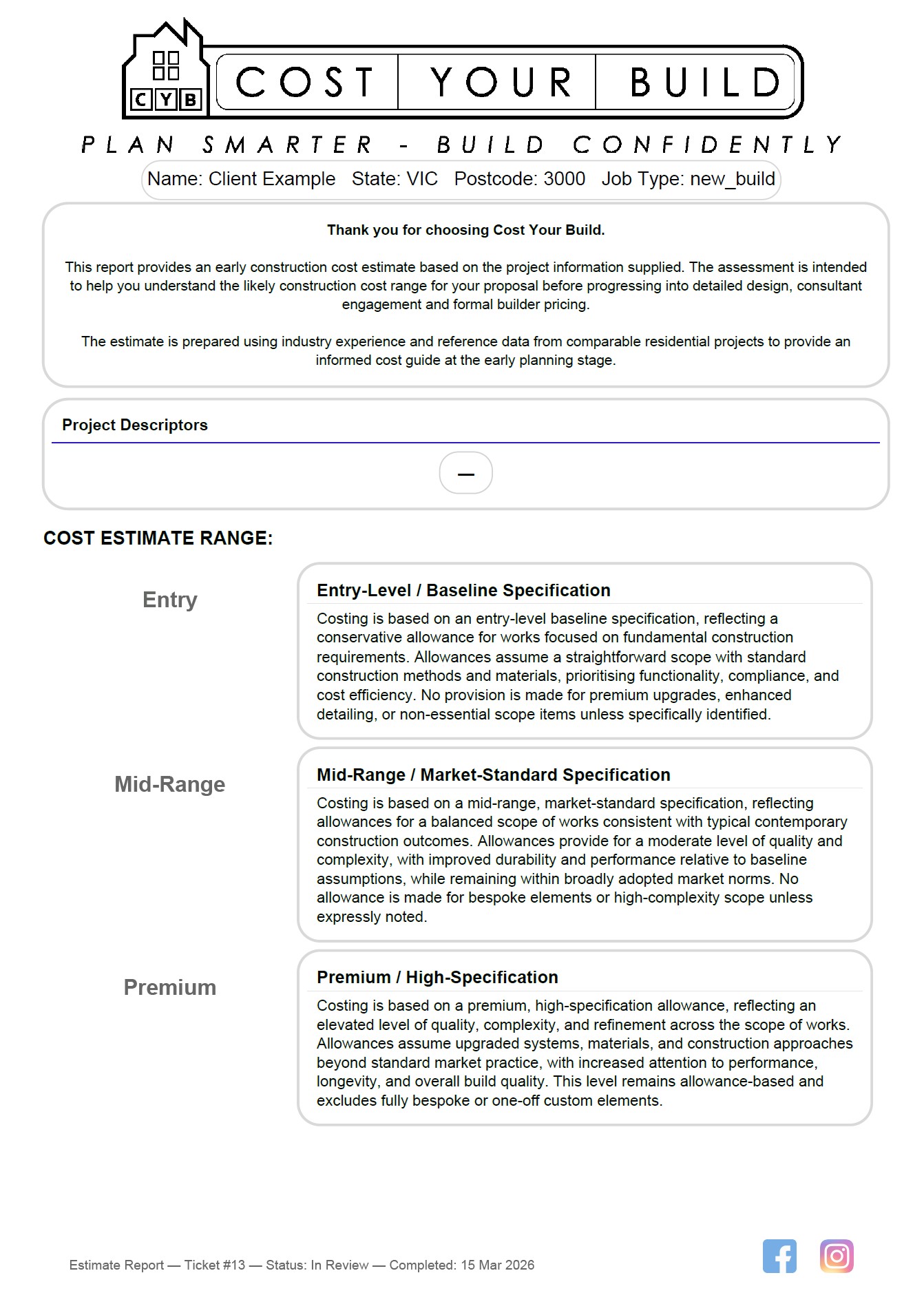 Cost Your Build | Early Build Cost Estimates